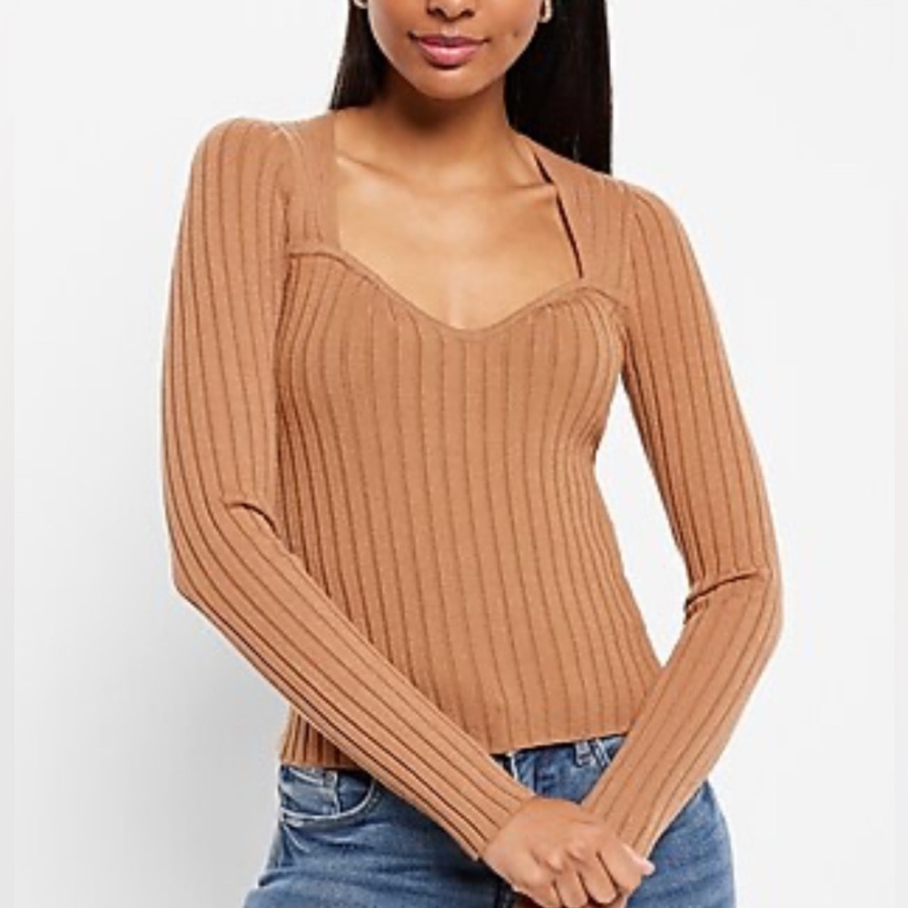 Ribbed Fitted Sweetheart Neckline Sweater 🌶️